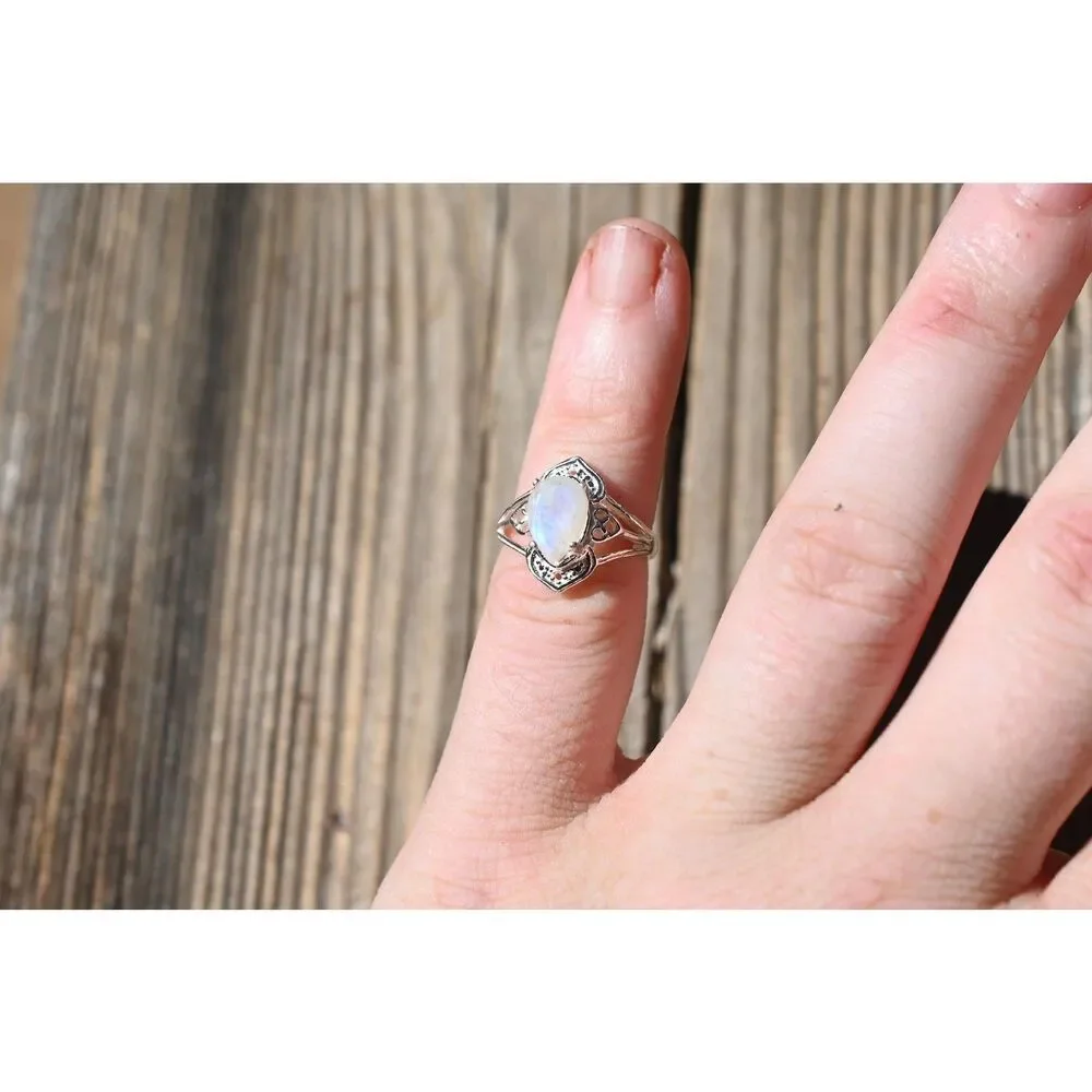 Engagement ring Moonstone sterling silver ring American made